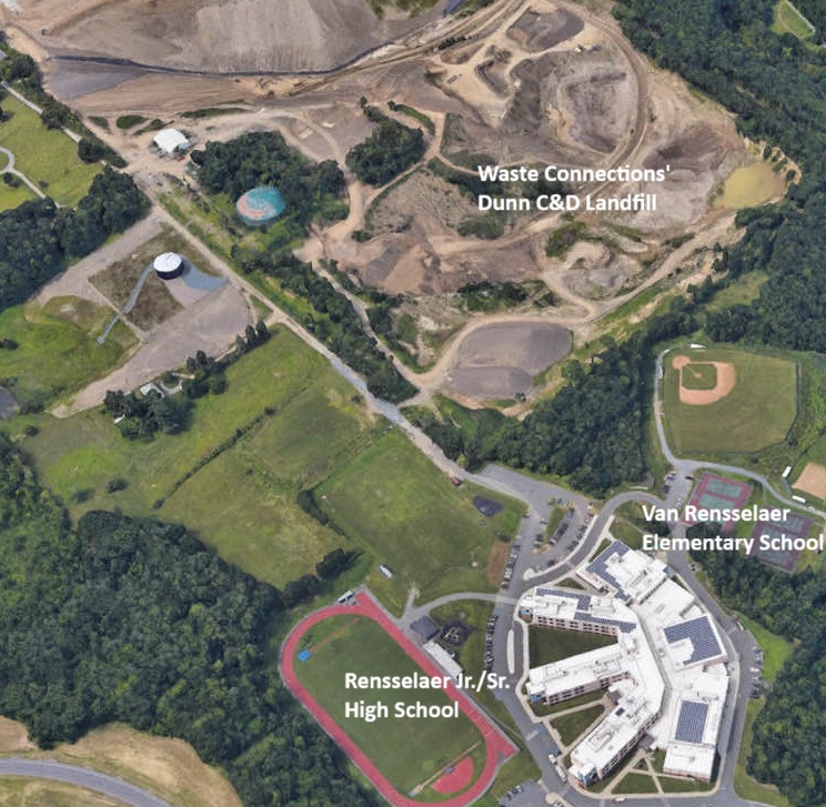 Rensselaer School District Proximity to Landfill Seen From Above