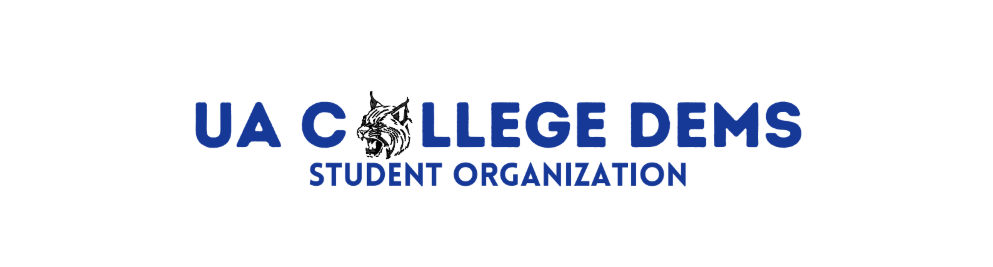 Banner logo for the University of Arizona College Democrats, featuring a roaring wildcat.