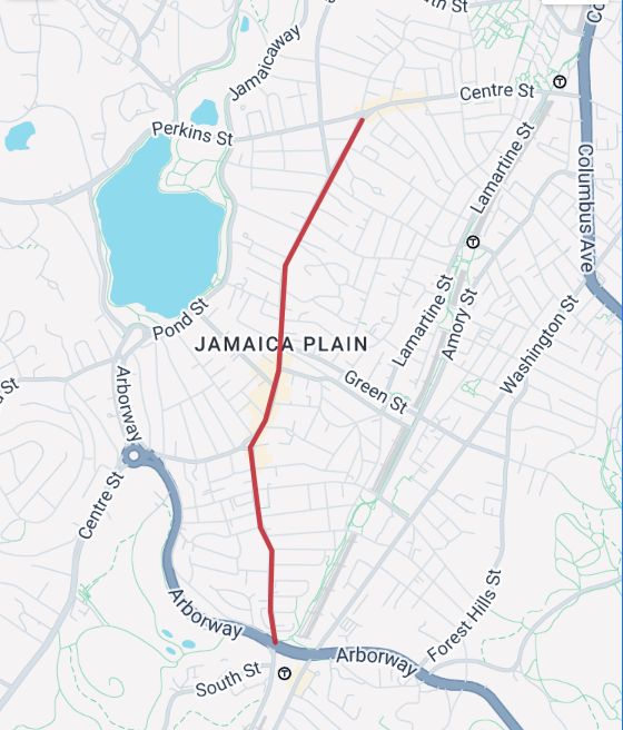 Map of section of streets planned for redesign