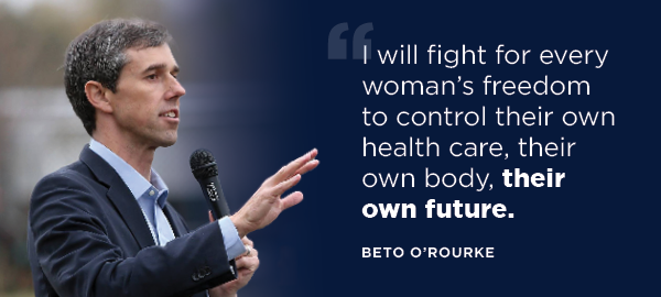 I will fight for every woman's freedom to control their own health care, their own body, their own future.