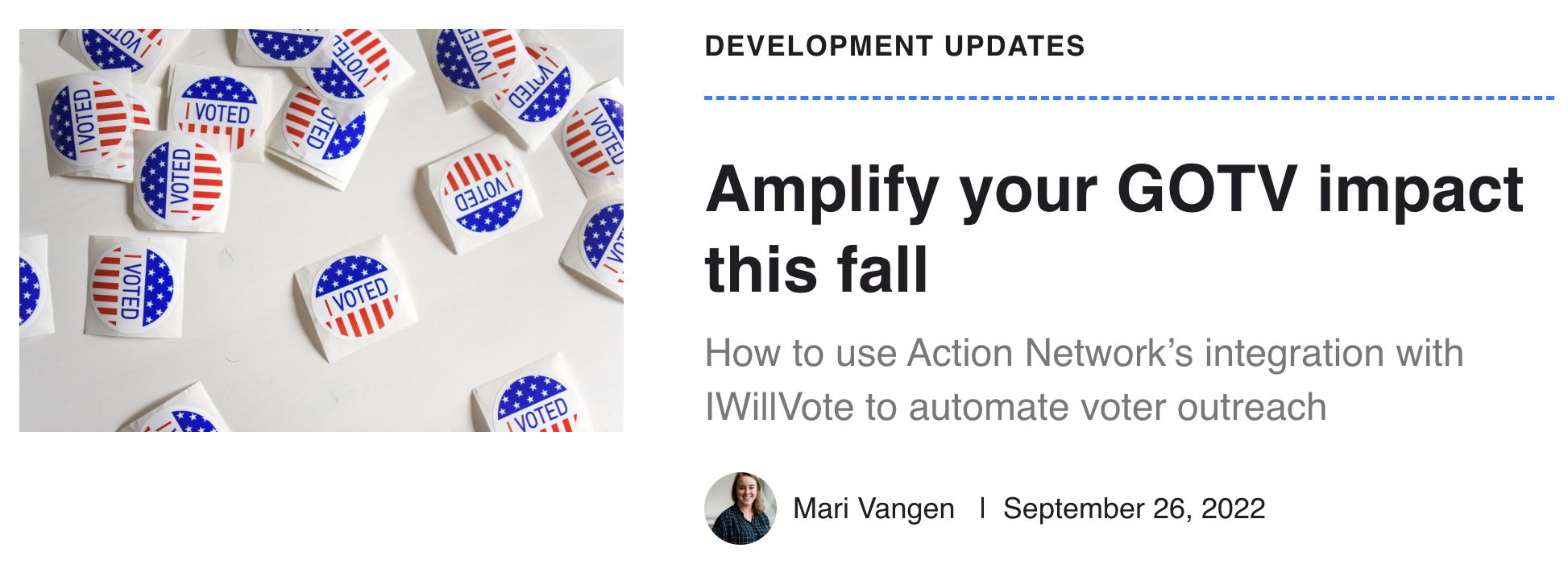 Screenshot of the title and image for the blog post, "Amplify your GOTV impact this fall"