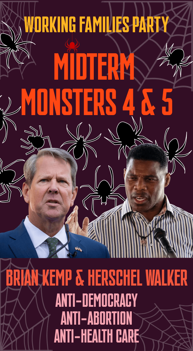 Brian Kemp and Herschel Walker are anti-democracy, anti-abortion, and anti-health care.