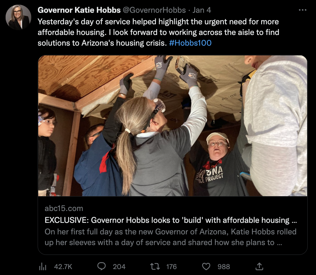 Gov Katie Hobbs helps the Arizona Service Project repair low-income housing