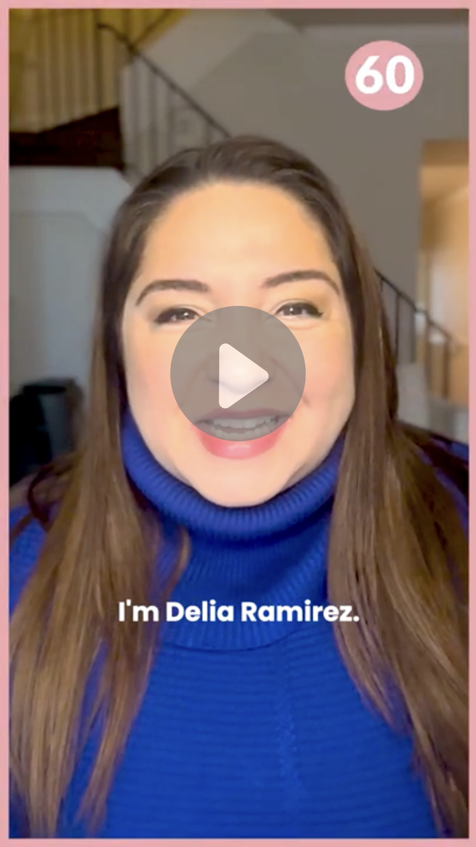 Screenshot of video with Delia Ramirez front and center with a closed caption that reads 'I'm Delia Ramirez'