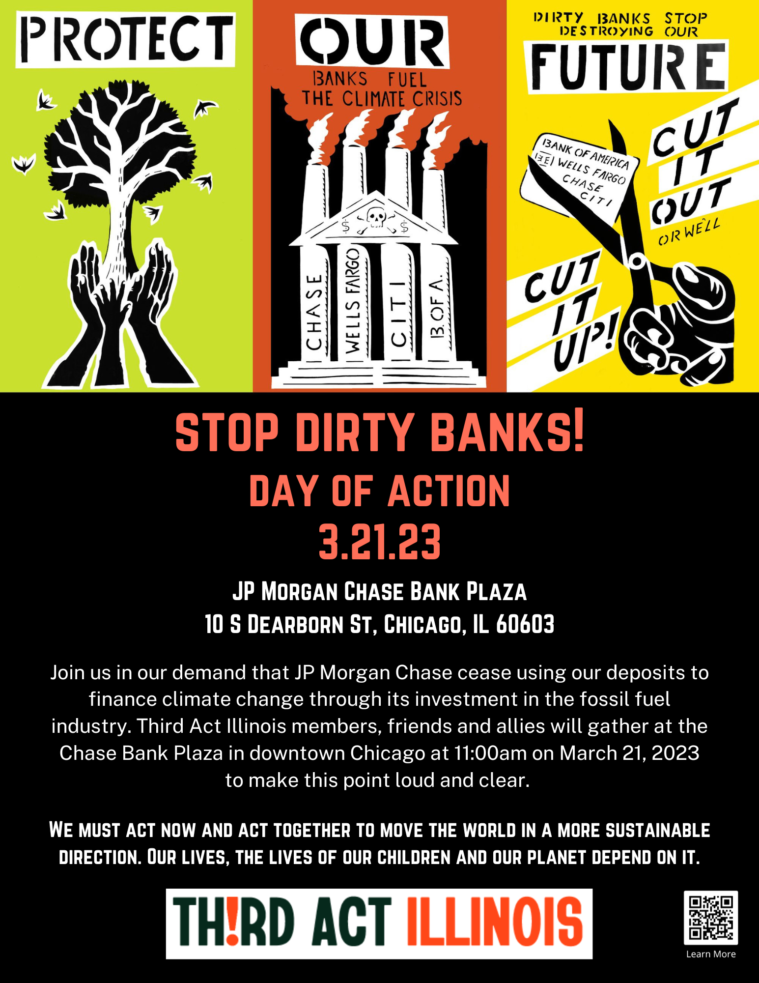Flyer for National Day of Action Aganist Dirty Banks in Chicago