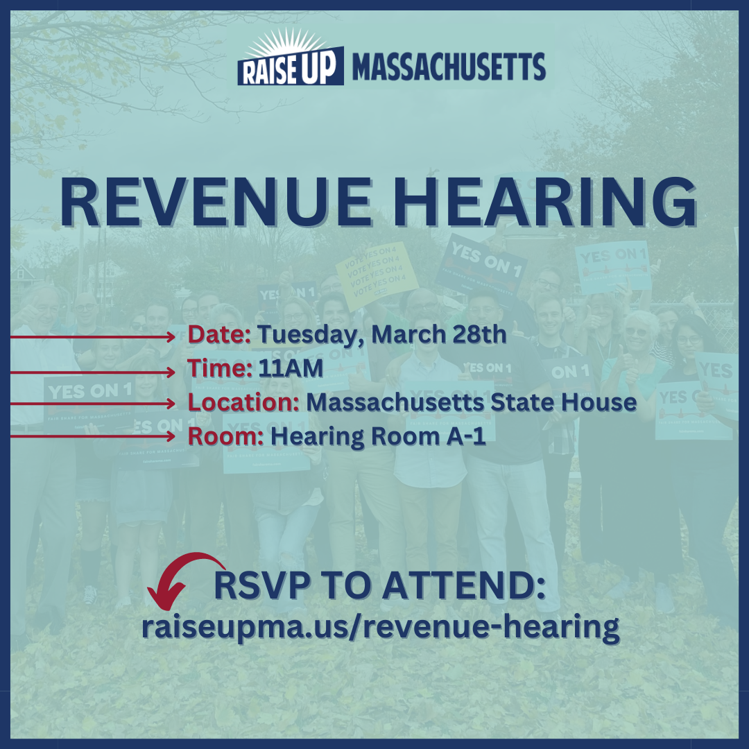 Revenue Hearing, Tuesday, March 28, 11 am, Room A-1, State House