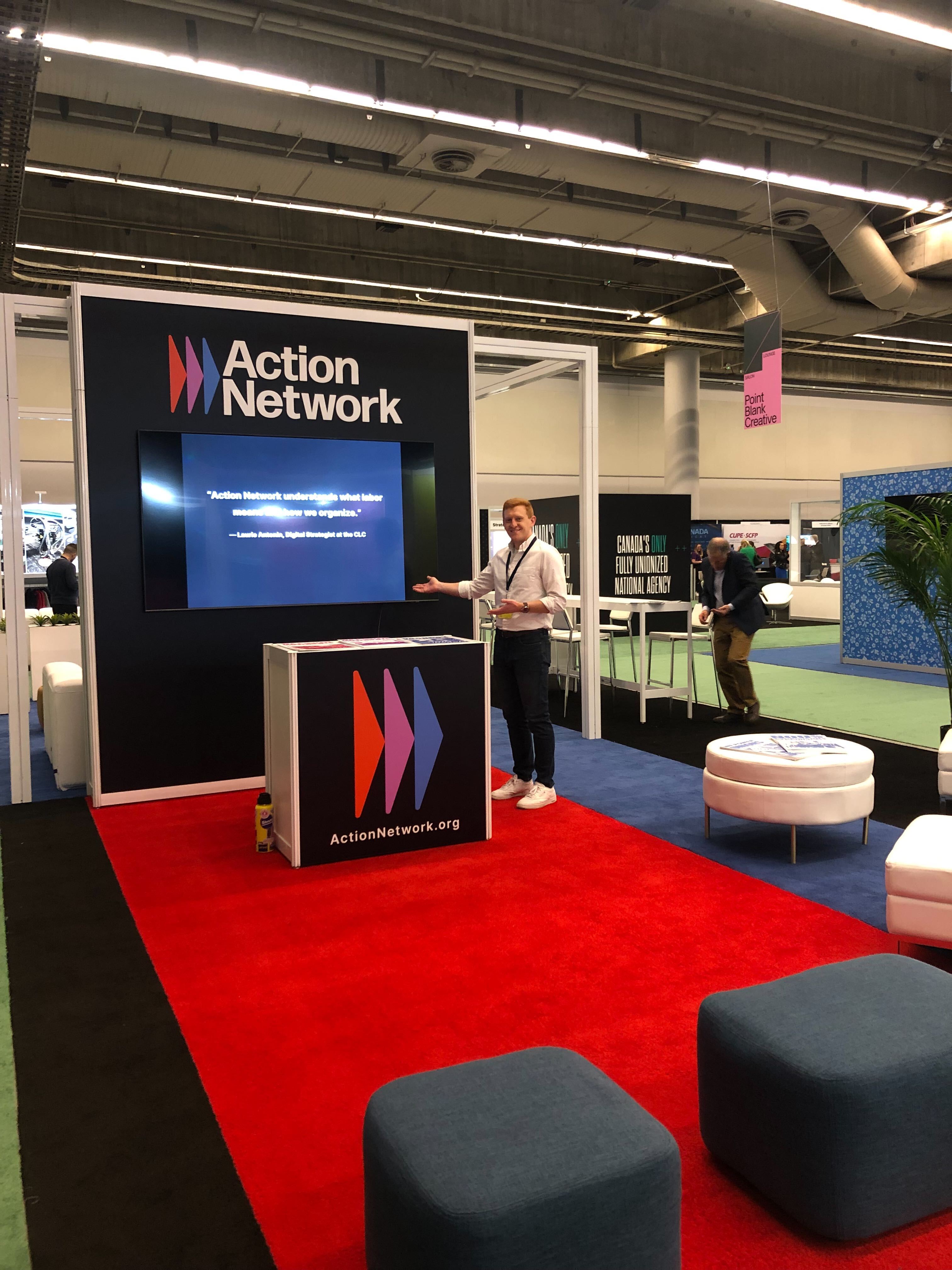 The Action Network booth at the CLC convention in Montreal Canada.