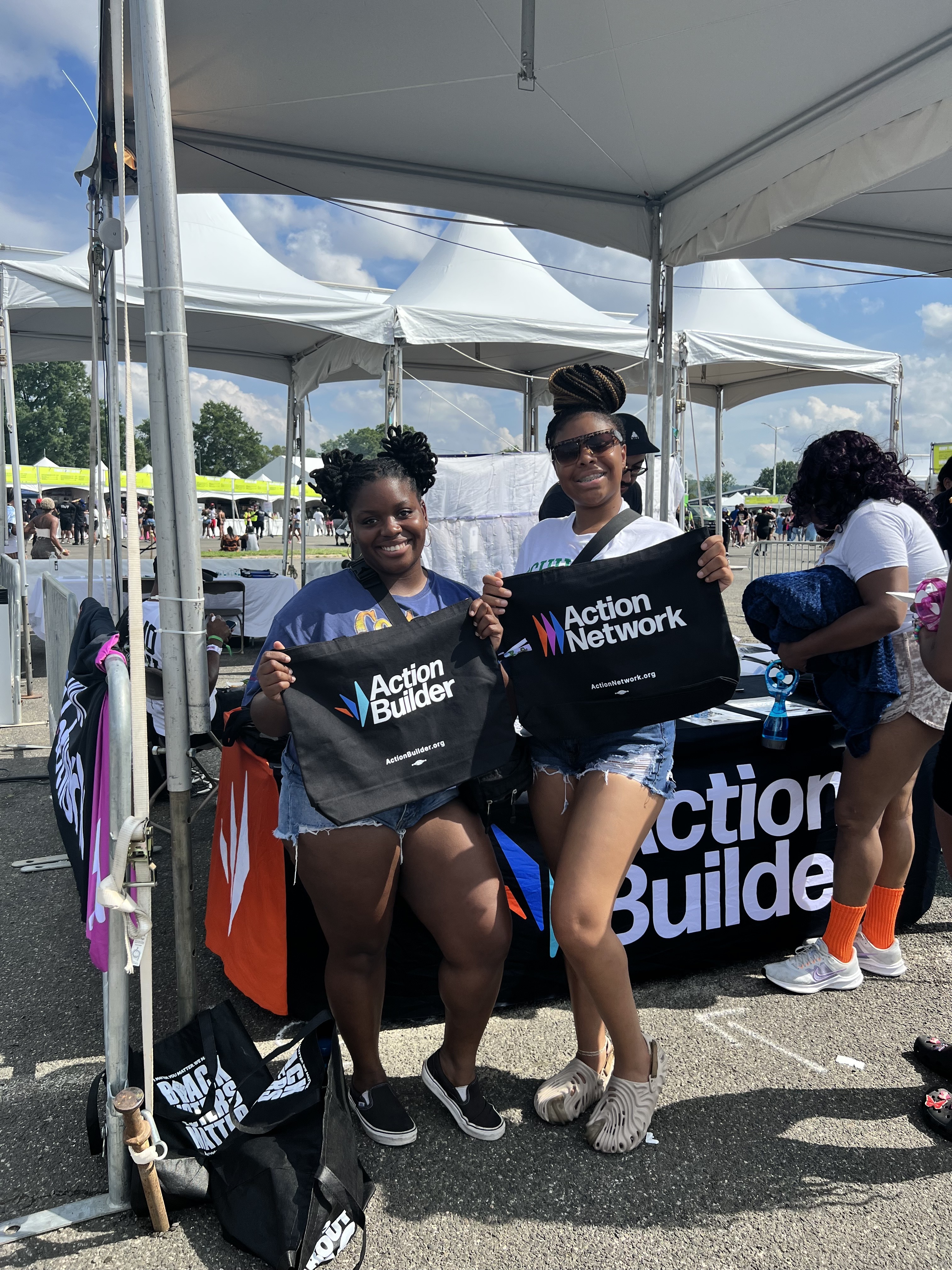 An image of the Action Network & Action Builder booth at the Broccoli City Festival in Washington, D.C.