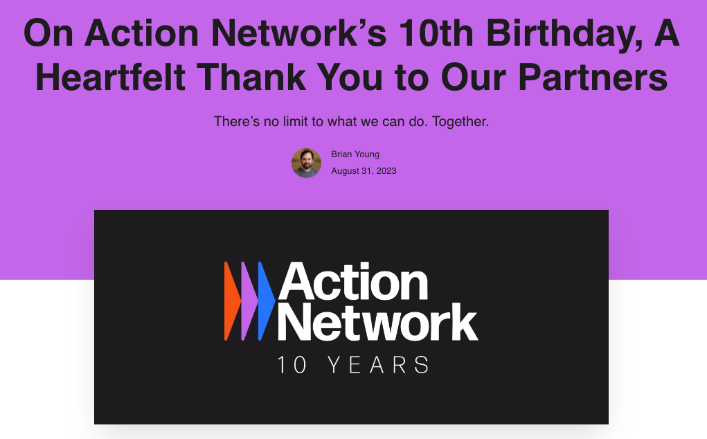 On Action Network's 10th Birthday, A Heartfelt Thank You to Our Partners