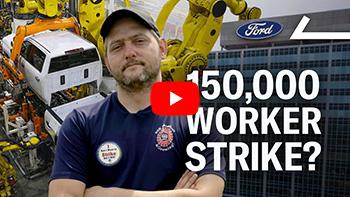 Image: One of 150,000 auto workers on strike