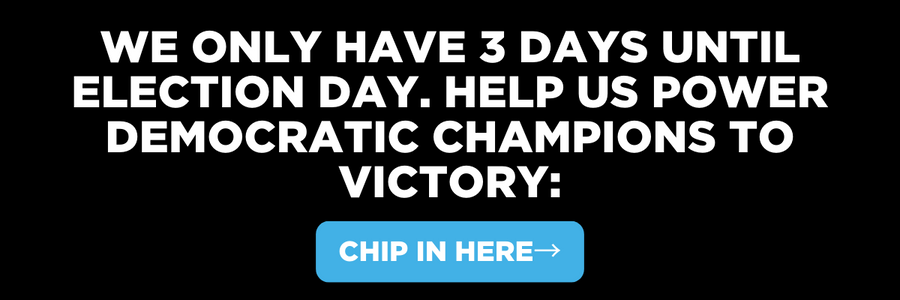 We only have 3 days until Election Day. Help us power Democratic champions to victory. Chip in here: