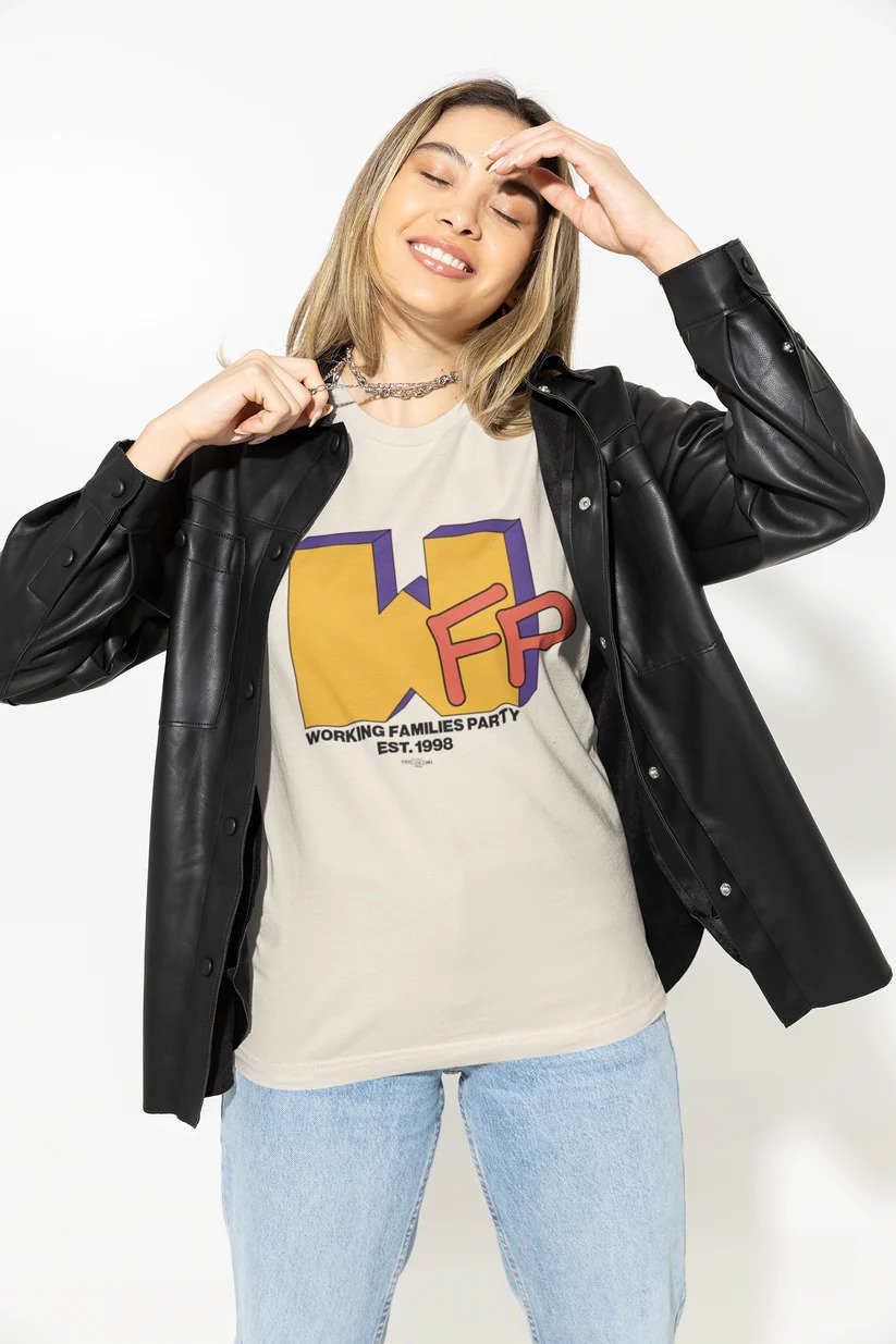 Photo of woman in retro WFP tee