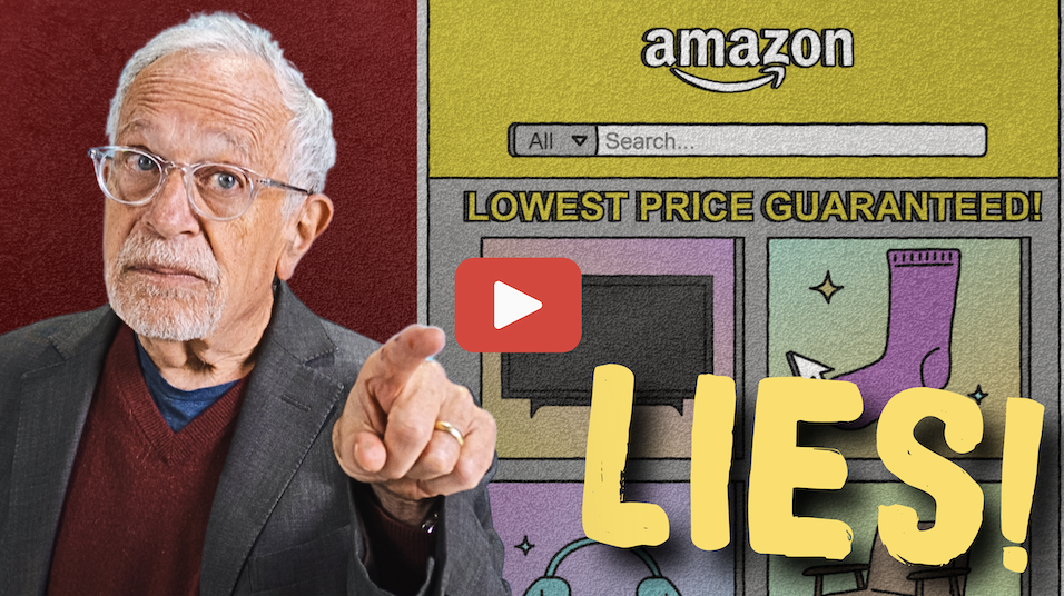 Image of Robert Reich denouncing Amazon's lies.