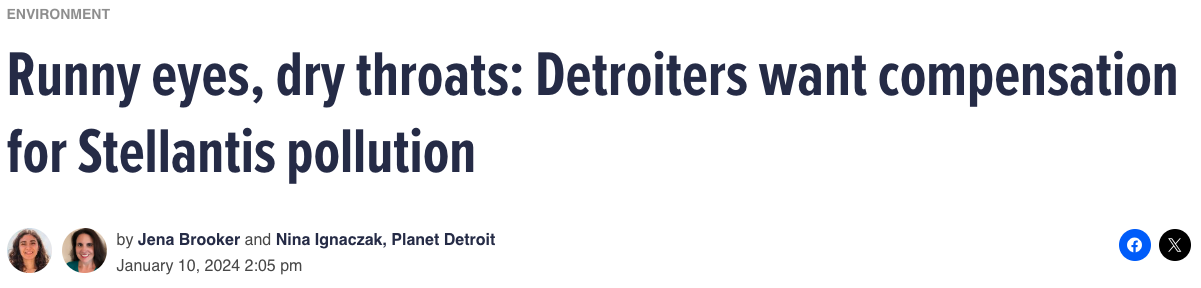 Runny eyes, dry throats: Detroit’s want compensation for Stellantis pollution