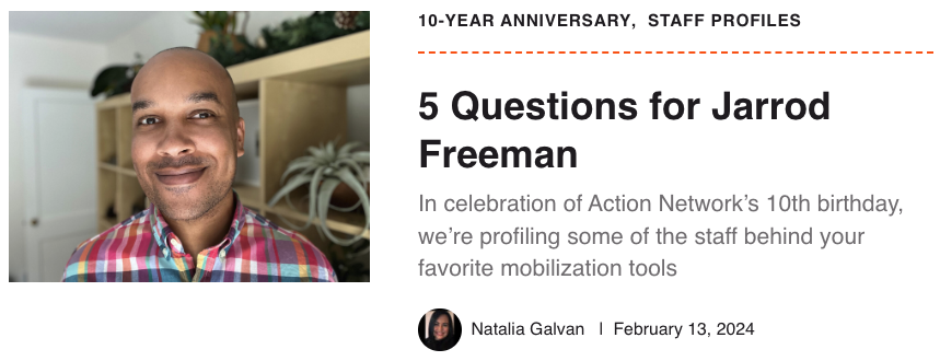 A screenshot of the blog titled "5 Questions for Jarrod Freeman"