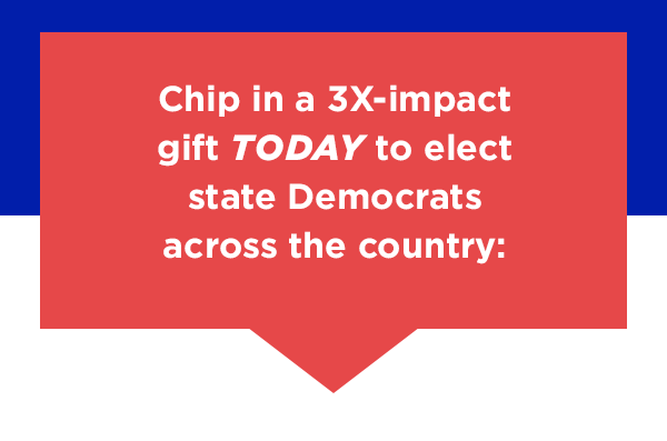 Chip in a 3X-impact gift TODAY to elect state Democrats across the country: