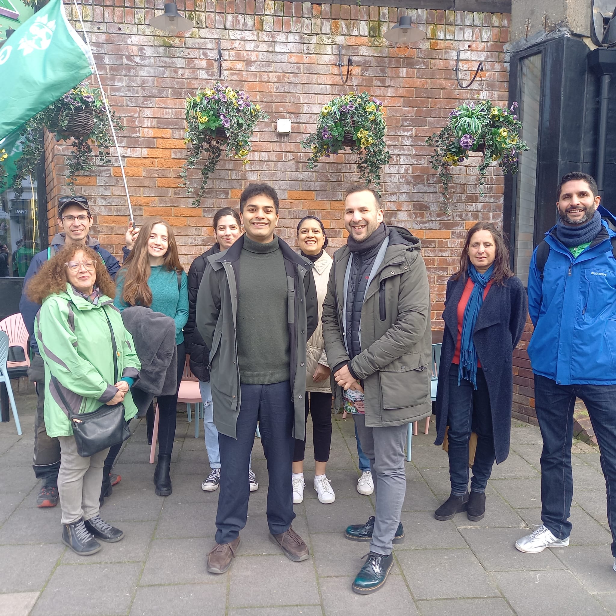 Rajiv Sinha with Zack Polanski and activists in Pimlico