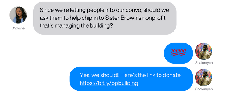 BLM board text conversation screenshot