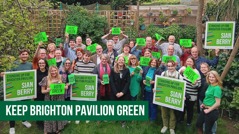 A group photo of Green activists in Brighton Pavilion