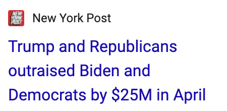 New York Post: Trump and Republicans outraised Biden and Democrats by $25M in April