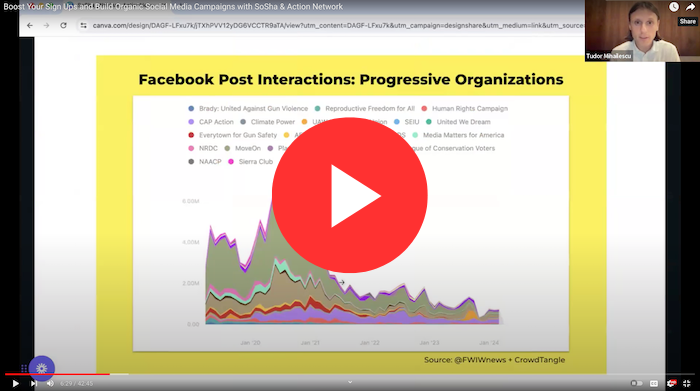 A screenshot of the Youtube video recording of the SoSha webinar