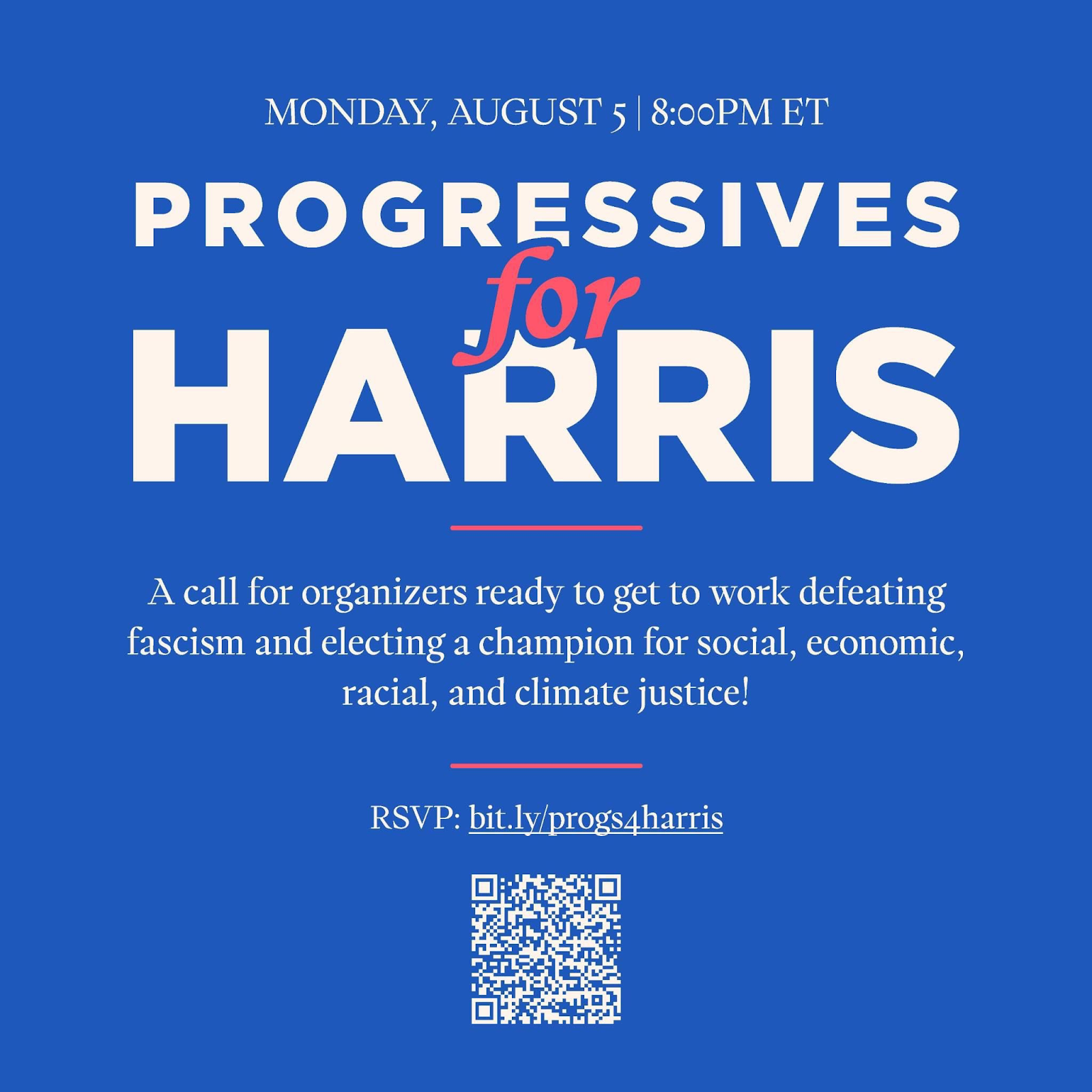 RSVP to join the Progressives for Harris Call