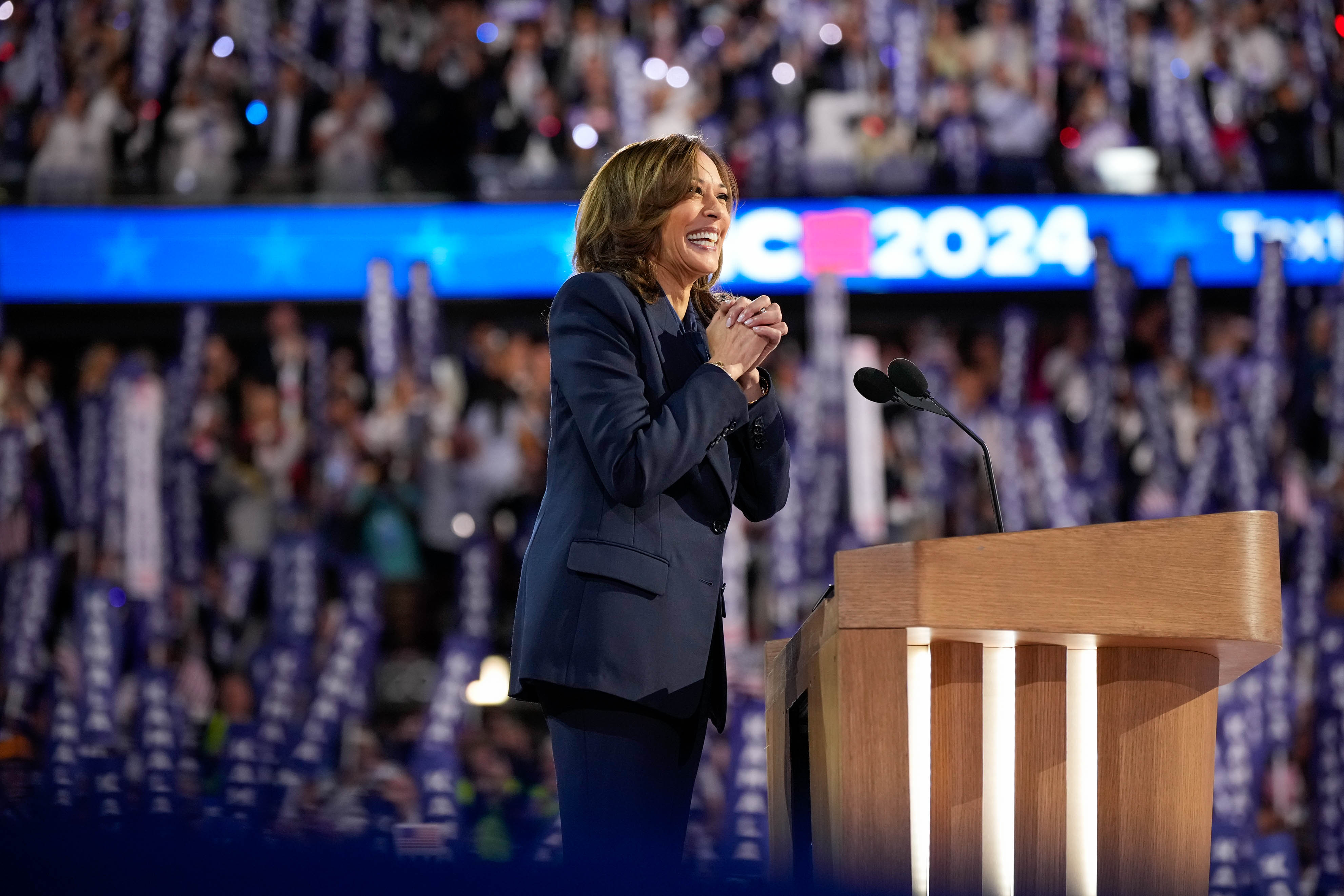 Vice President Harris speaking at the DNC