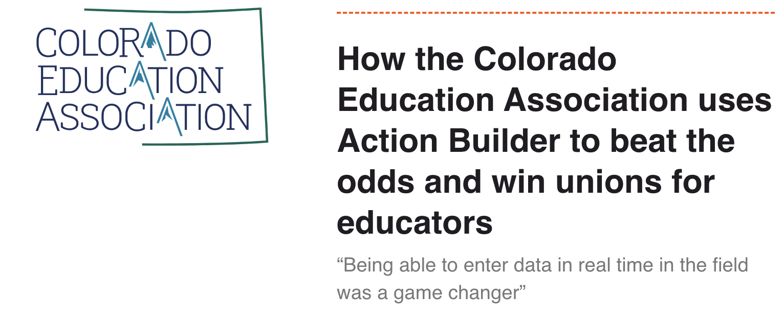 The title image for the blog post “How the Colorado Education Association uses Action Builder to beat the odds and win unions for educators"