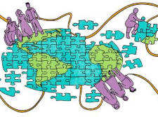A graphic showing how the military industrial complex is connected.