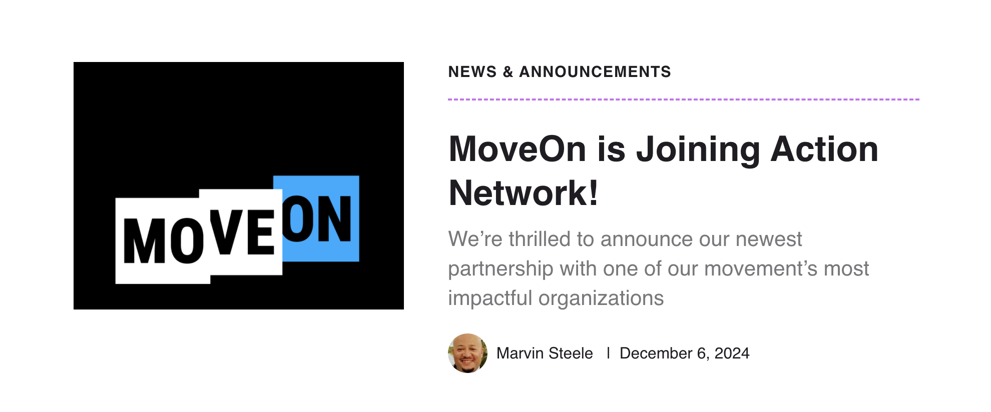 MoveOn is Joining Action Network! We’re thrilled to announce our newest partnership with one of our movement’s most impactful organizations