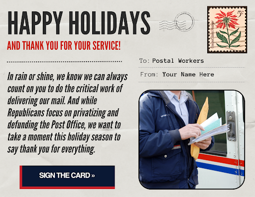 Thank You card to Postal Workers