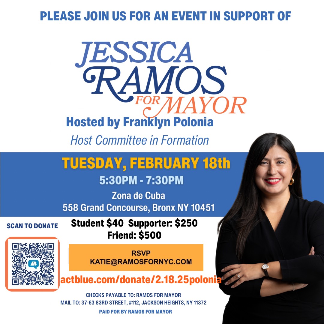 Please join us for an event in support of Jessica Ramos for Mayor on Tuesday, February 18th from 5:30 to 7:30 pm.