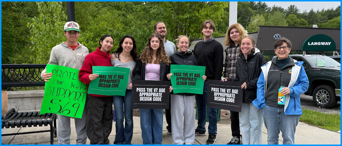 young people at a rally for VT's Age Appropriate Design Code young people at a rally for VT's Age Appropriate Design Code