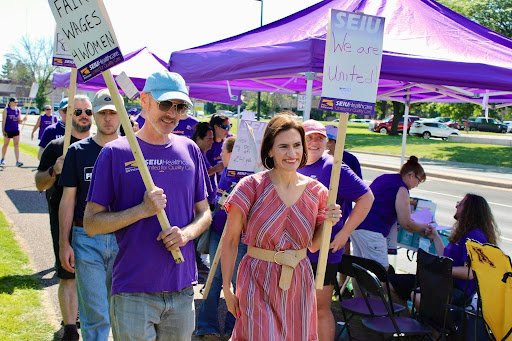 Peggy Flanagan at an SEIU rally
