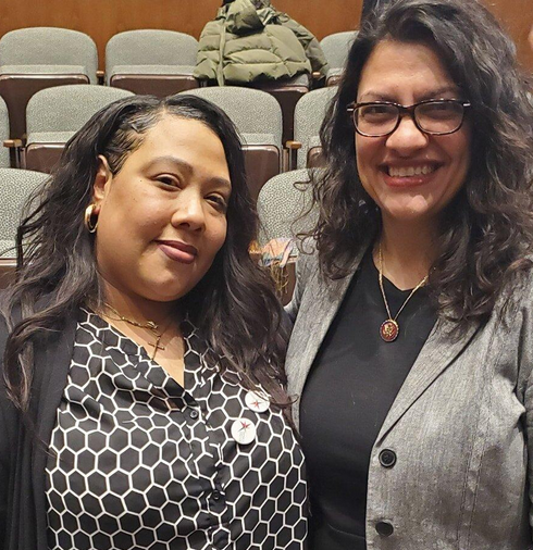Photo of me with Detroit Justice Center Community Legal Advocate Sonja Bonnet, after she spoke at a rally about the struggle Black Detroiters face with illegal tax foreclosures. 