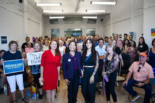 Deb Haaland and supporters at campaign headquarters