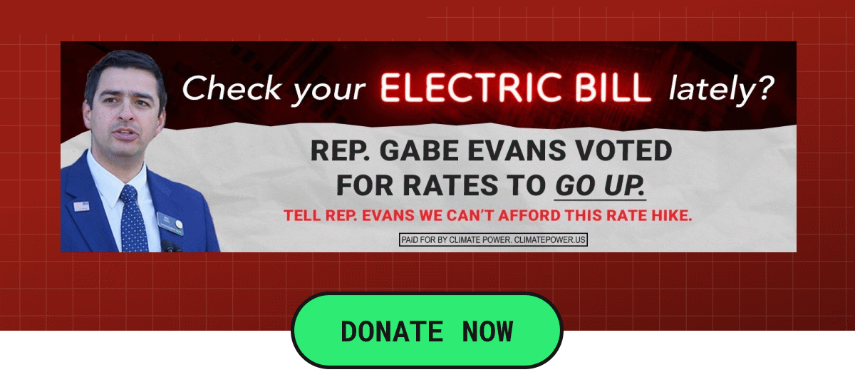 Banner graphic of an electric bill billboard. Donate now >>