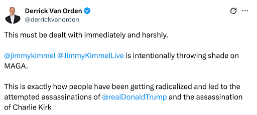 Derrick Van Orden Tweet