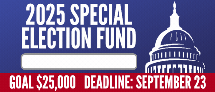 2025 Special Election Fund / 73 percent to $25,000 goal / Deadline: September 23