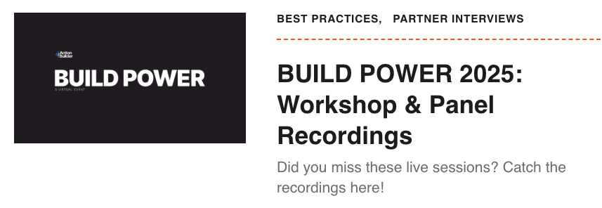 The title image for the blog post entitled "BUILD POWER 2025: Workshop & Panel Recordings"