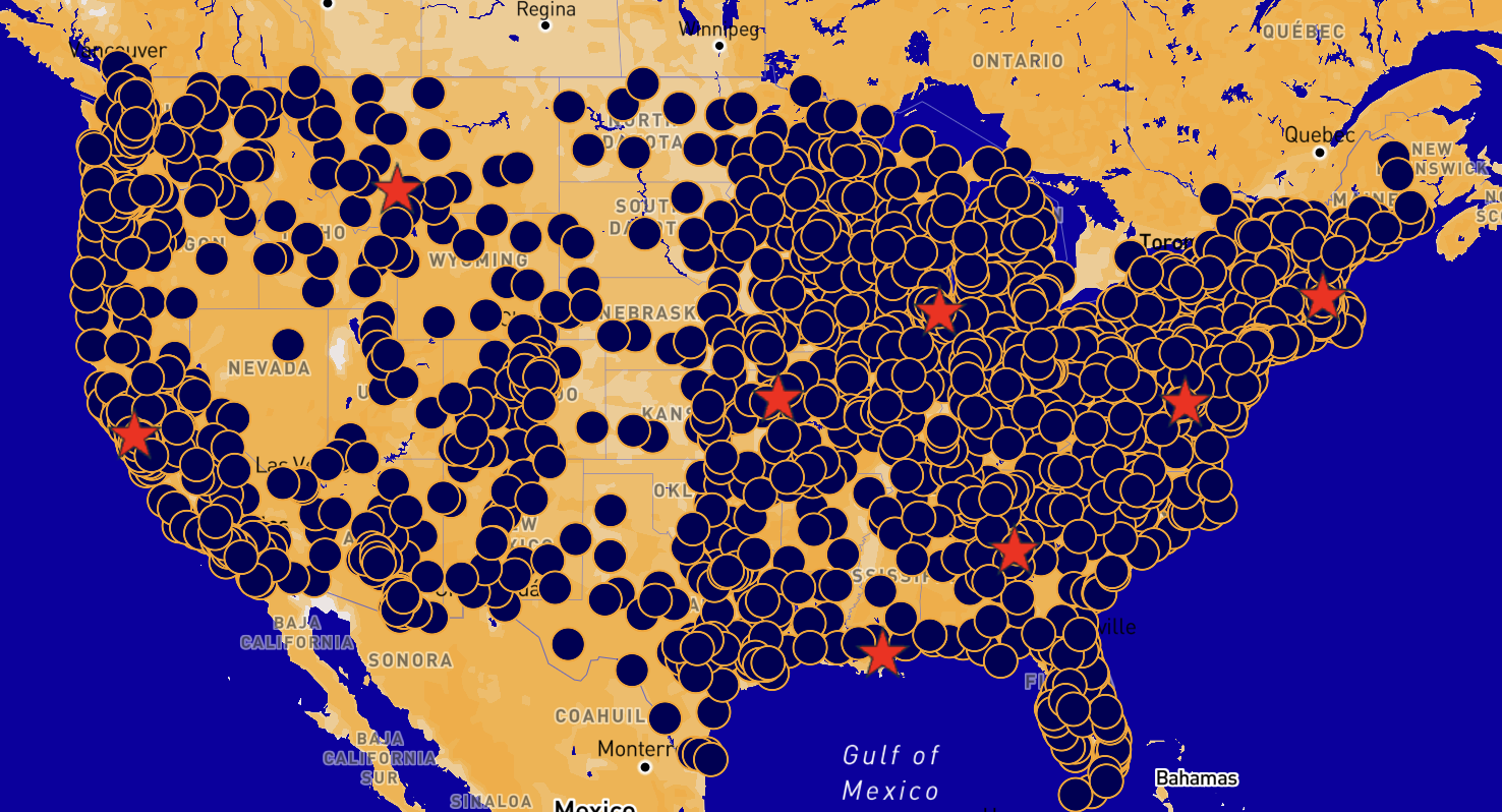 A map of all the No Kings events. There are a lot of them.