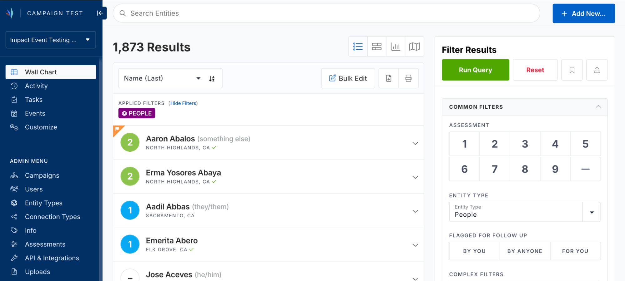 A screenshot of the refreshed Action Builder design showing the Wall Chart. A screenshot of the refreshed Action Builder design showing the Wall Chart.