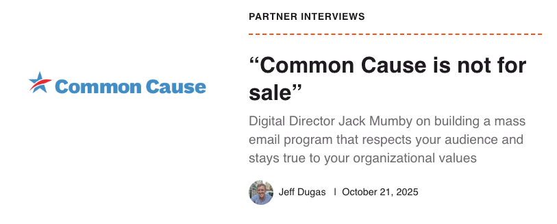 The cover image and title for the blog post, "Common Cause is not for sale"