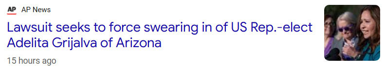 AP News: Lawsuit seeks to force swearing in of US Rep.-elect Adelita Grijalva of Arizona