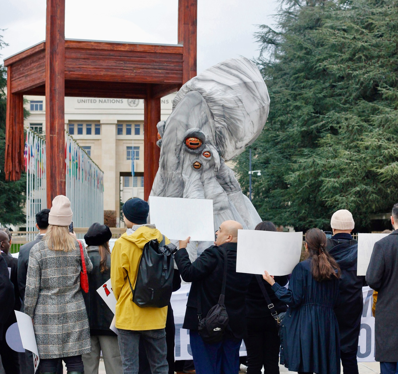 A giant tentacle monster outside the U.N. offices in Geneva