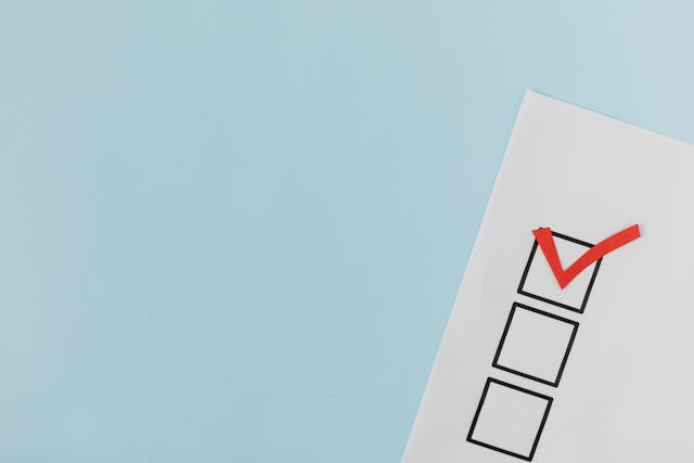 Series of boxes with a red checkmark