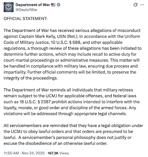 Department of War Post