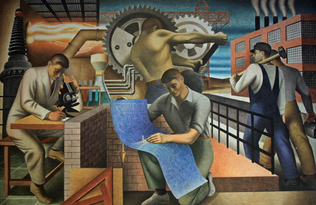 Seymour Fogel's Wealth of a Nation mural from the Wilbur Cohen building