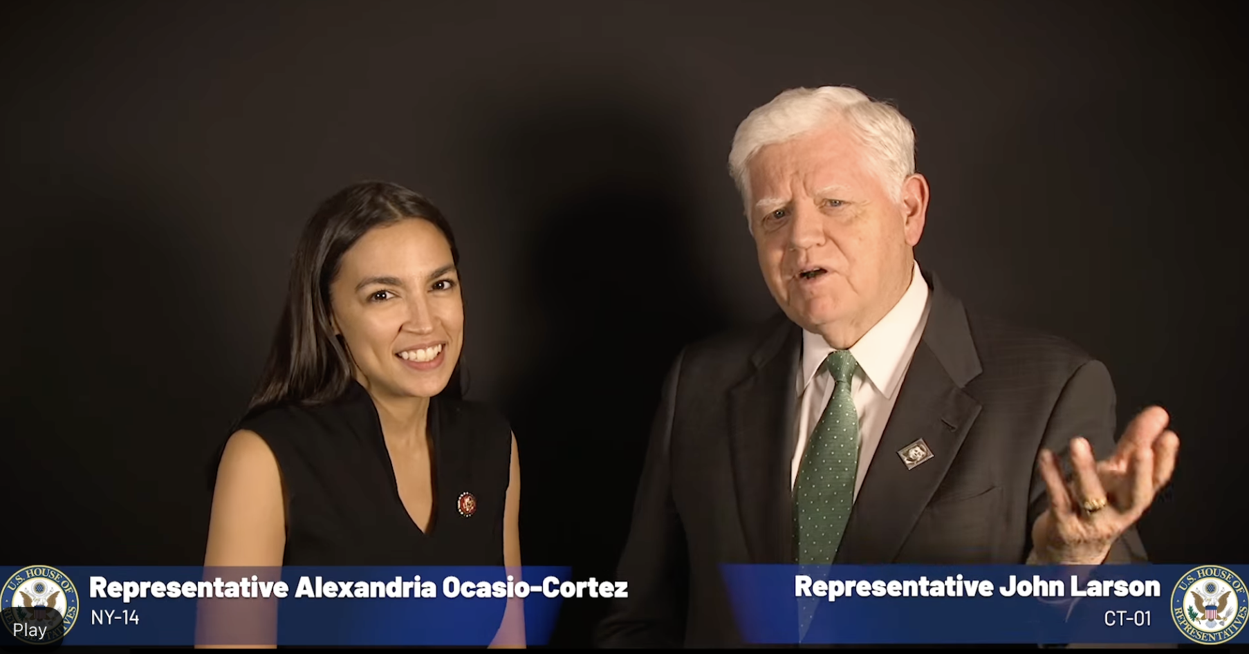 Rep. Alexandria Ocasio Cortez joins Rep. John Larson for a video message about Social Security