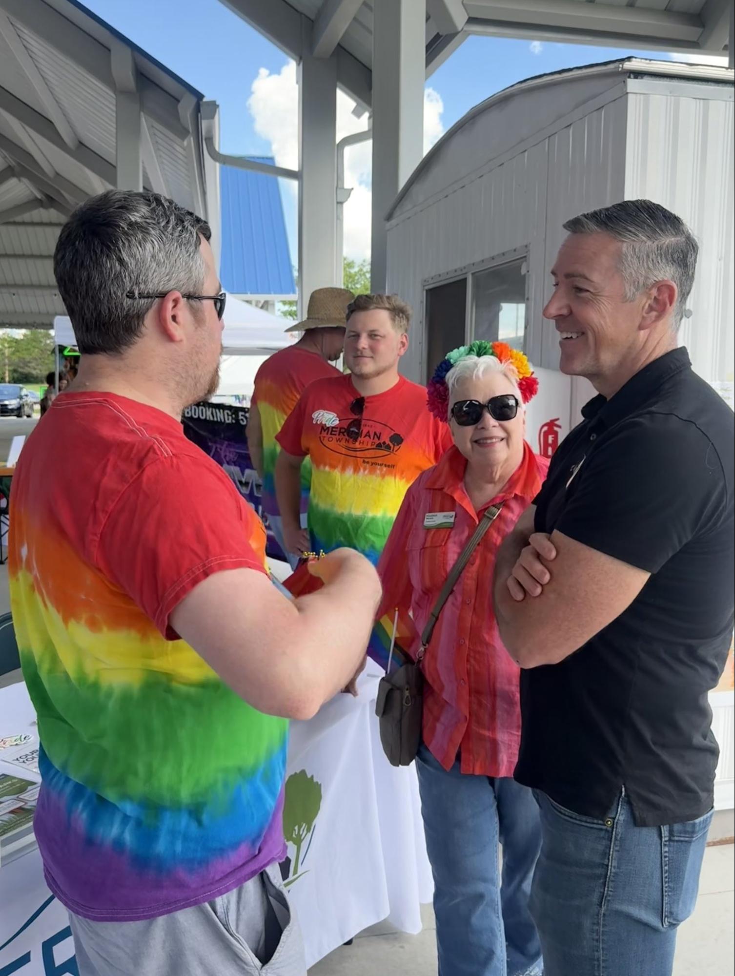 Matt talking to voters representing the LGBTQ community Matt talking to voters representing the LGBTQ community